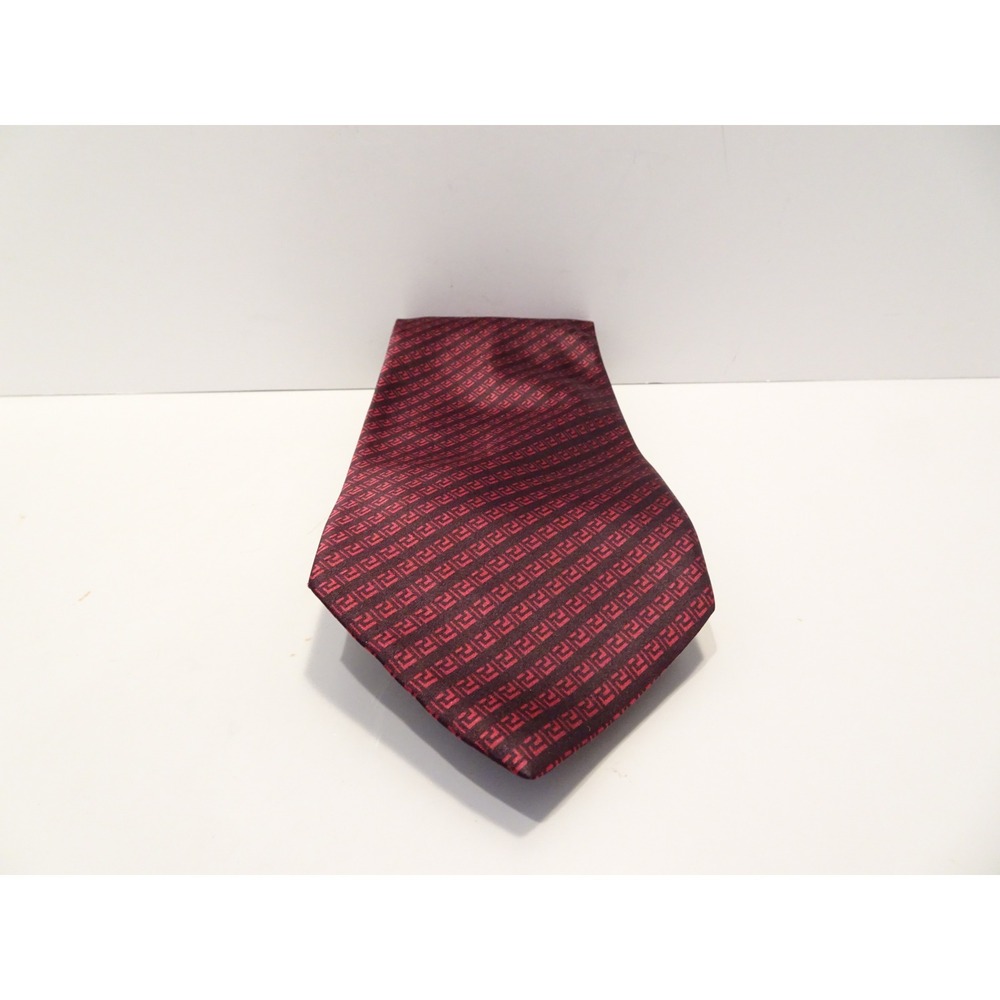 Brioni Mens Burgundy Black Geometric Silk Tie Made in Italy Necktie